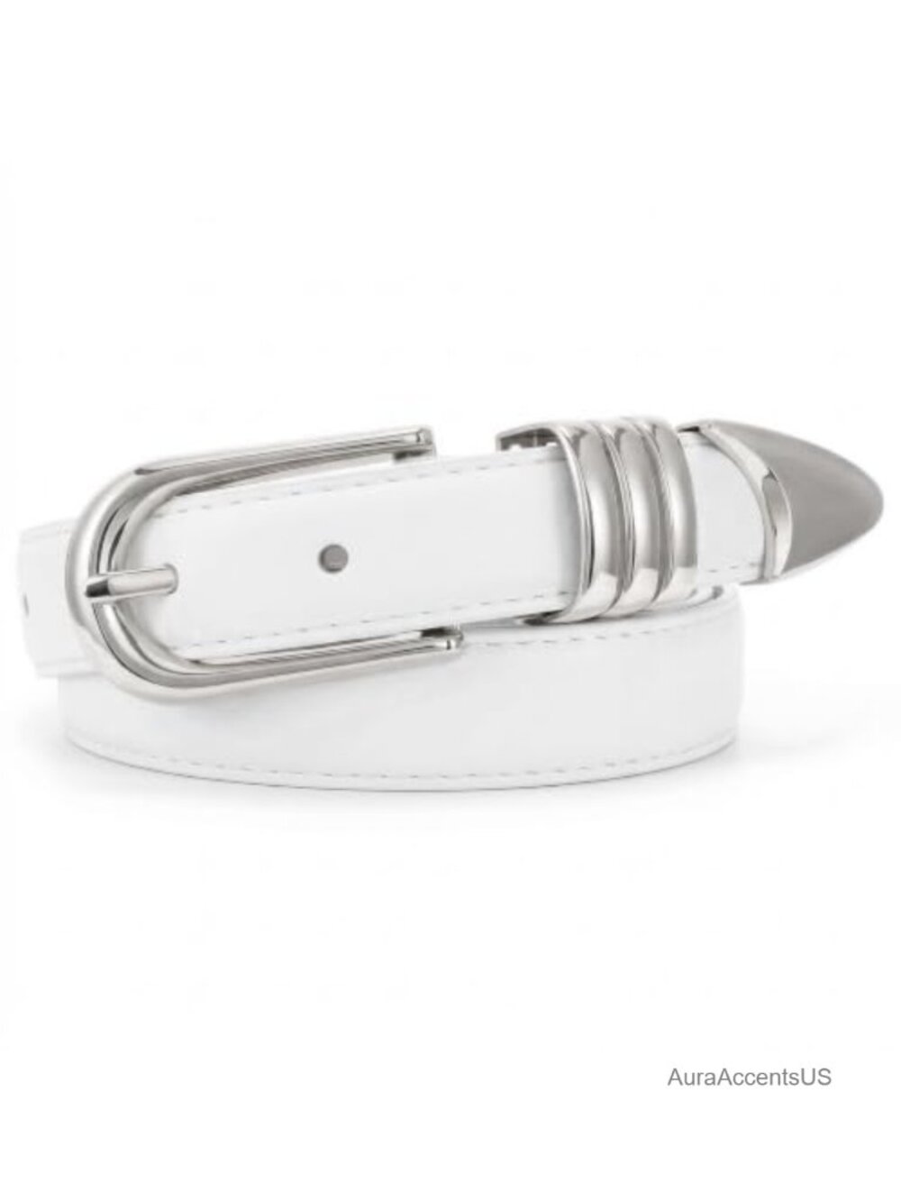 Skinny PU Leather Belt with Gold Buckle Adjustable Waist
